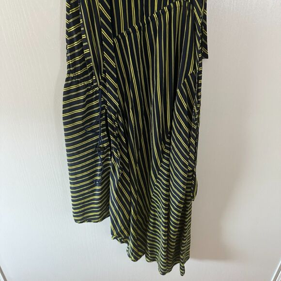 Nina Ricci Striped Asymmetric Trapeze‎ Blue Yellow 100% Silk Dress Sz FR 34 US 0 - Picture 6 of 12